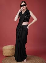 Imported Black Party Wear Sequins Work Ready To Wear Saree